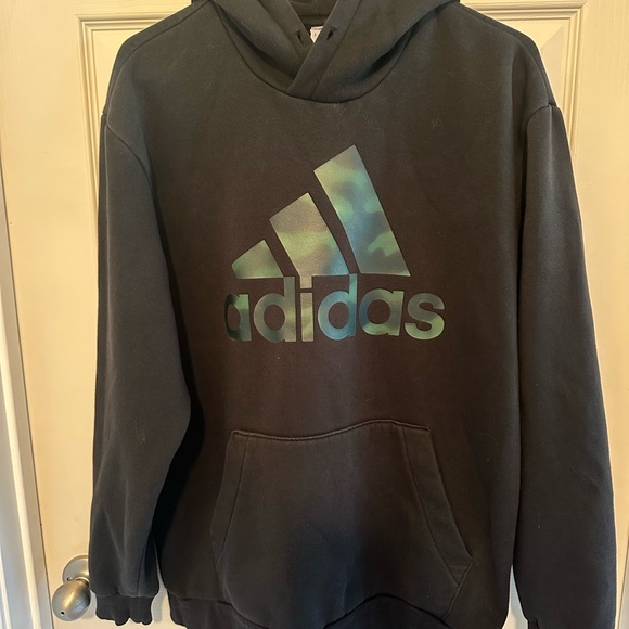 Adidas Men's Black Hoodie with Green Camo Logo - Picture 1 of 4